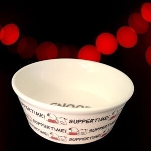 Snoopy Pet Bowl 5” Stoneware Dog Cat Food Suppertime Gibson Peanuts